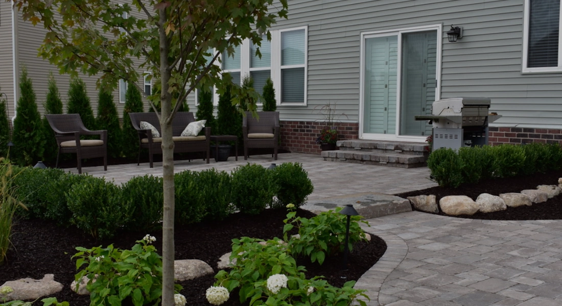 Completed sloped-yard, steps or retaining-wall project